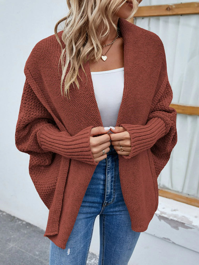 This Dolman Sleeve Open Front Cardigan is cute and cozy for all of your favorite spring and fall activities. 